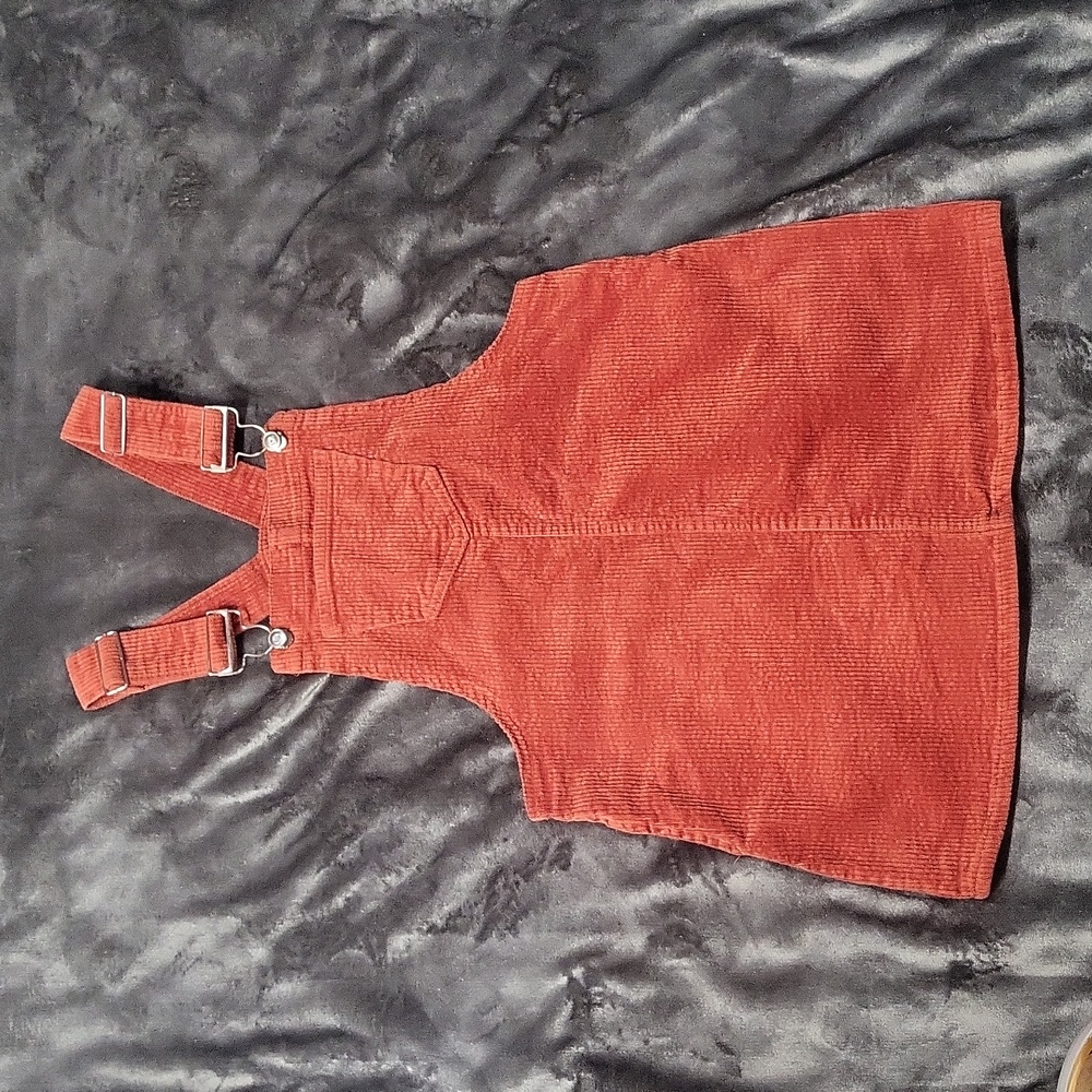 Womens M J for Justify burnt orange corduroy overall dress jumper medium